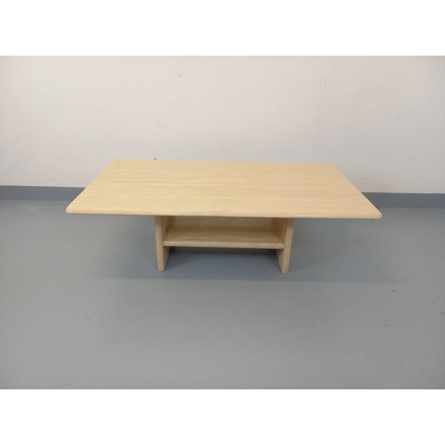 Vintage Rectangular Travertine Coffee Table with Magazine Rack, 1980s For Sale - Image 11 of 18