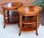 Pair of elegant three-tiered side table features a stunning matched walnut veneer top with a beautiful radiating starburst...