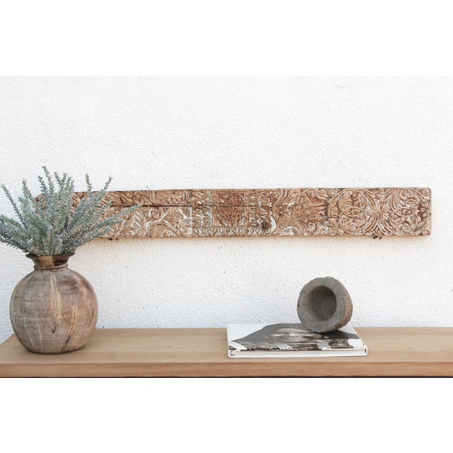 Wood Whitewashed Floral Scrolled Indian Carving For Sale - Image 7 of 7
