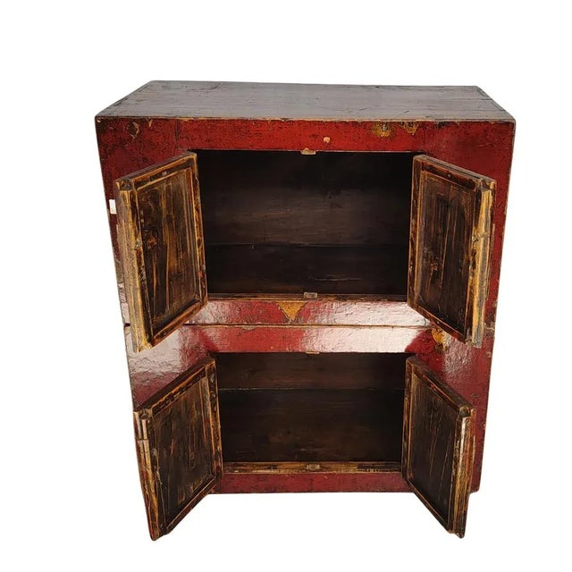 Red Early 19th Century Red Stacked Antique Trunks For Sale - Image 8 of 10