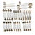 Kaysons' 1960s Lily of the Valley stainless flatware set, also referred to as Golden Rhapsody. This MCM set of 57 pcs...