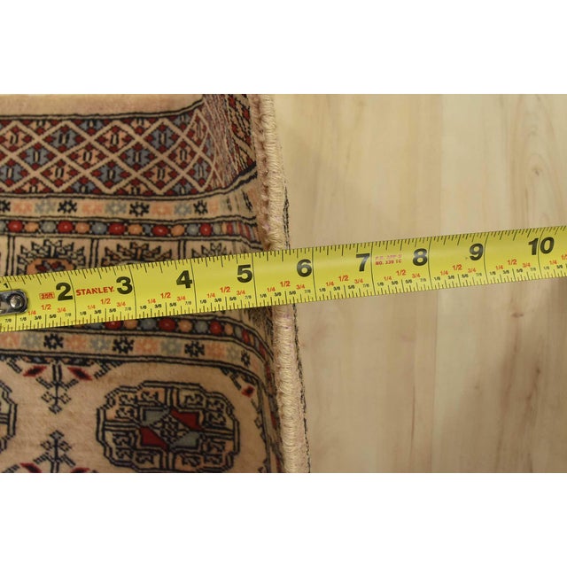 Bokhara Rug 4’2” X 5’6” Beige Wool Tribal Hand-Knotted Oriental Carpet For Sale - Image 9 of 11