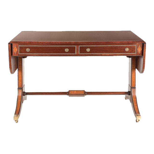 Alderson Drop-Leaf Writing Table in Mahogany With Rosewood and Satinwood Inlay For Sale