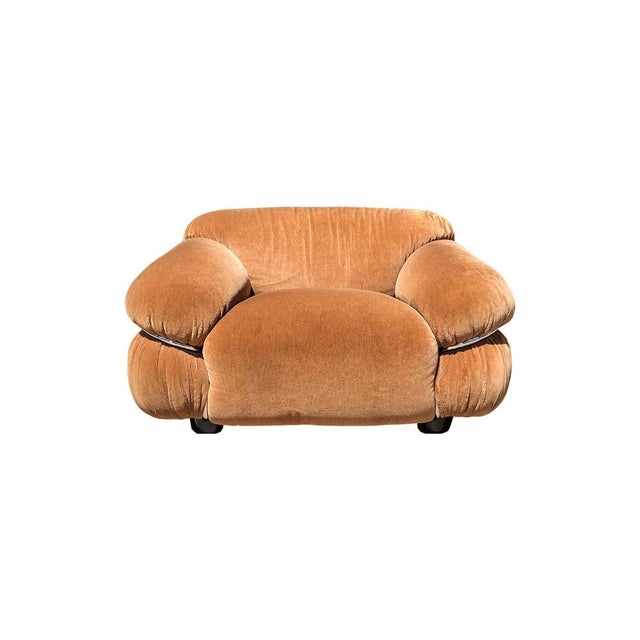 Space Age Sesann Chair in Camel Brown Alpaca Velvet by Gianfranco Frattini for Cassina, 1972 For Sale - Image 10 of 10