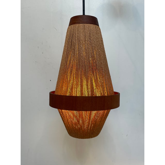 1960s 1960s Teak and Rope Pendant Lamp For Sale - Image 5 of 7