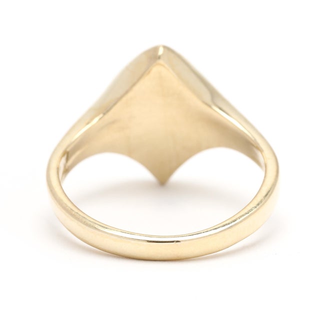 Modern Opal Inlay Navette Ring, 14k Yellow Gold, Ring Size 6 For Sale - Image 3 of 6