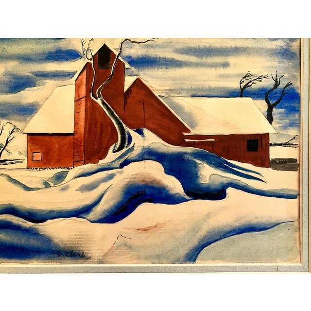 A Country Winter Watercolor Scene, by Claude Clark For Sale In San Francisco - Image 6 of 9