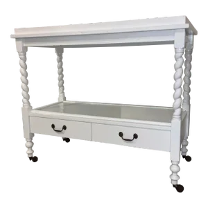 Theodore Alexander Transitional White Lacquer Barley Twist Silas Serving Table
