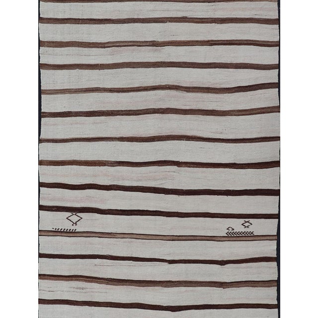 Measures: 5'8 x 12'3 Flat-Weave Kilim Vintage Gallery Rug from Turkey with Horizontal Stripes. Keivan Woven Arts / rug...