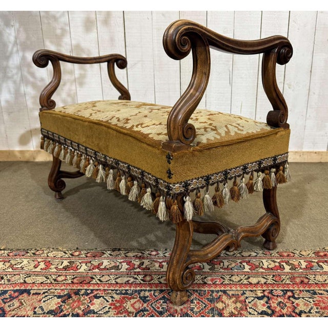 Antique Walnut Window Seat, 1900s For Sale - Image 12 of 15