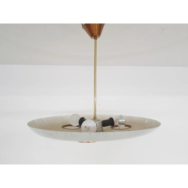 Glass and Brass Ceiling or Pendant Light For Sale - Image 3 of 7