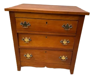 Antique 19th Century 3 Drawer Cottage Chest of 3 Drawers