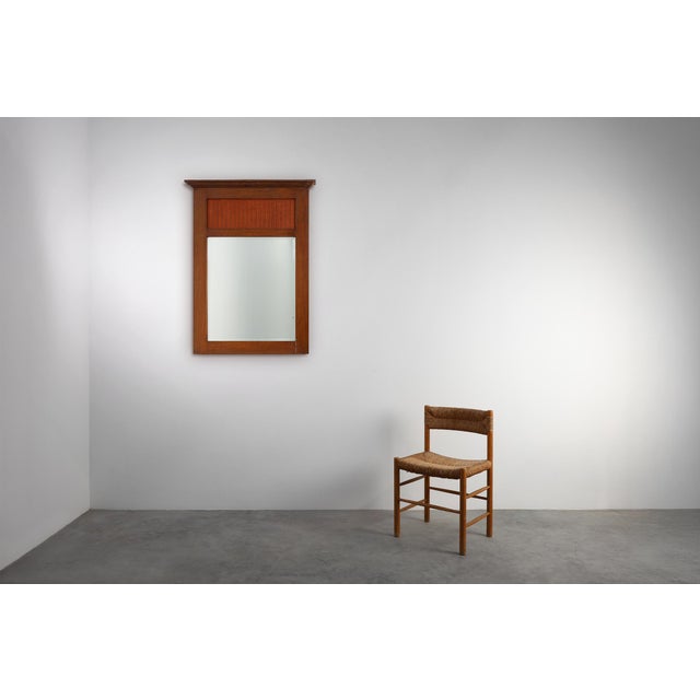 Art Deco French Oak Mirror with Fluted Panel, 1930s For Sale - Image 4 of 11