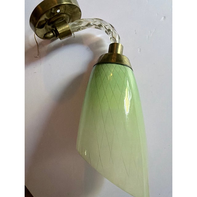Green 1950s Italian Murano Reticello Green Glass Wall Sconce by Barovier & Toso For Sale - Image 8 of 10
