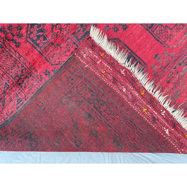 Red Turkmen Bokhara Hand-Knotted Wool Rug - 7'1" X 9'8" For Sale - Image 12 of 12