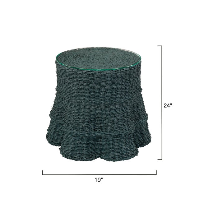 Contemporary Jamie Young Falda Side Table in Verdigris Dyed Seagrass For Sale - Image 3 of 6