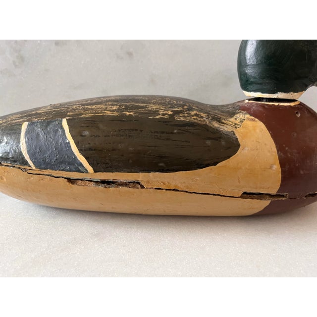 Green Vintage Wooden Duck Decoy For Sale - Image 8 of 11