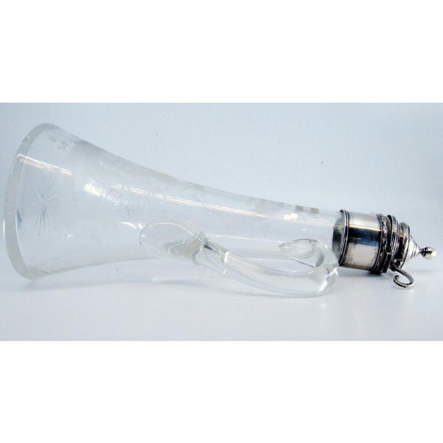 Metal Glass Jug with Reliefs on the Neck and Silver Hinged Lid For Sale - Image 7 of 11