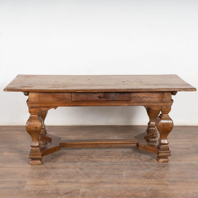 Baroque Early 19th Century Baroque Oak Library Table, Denmark For Sale - Image 3 of 10