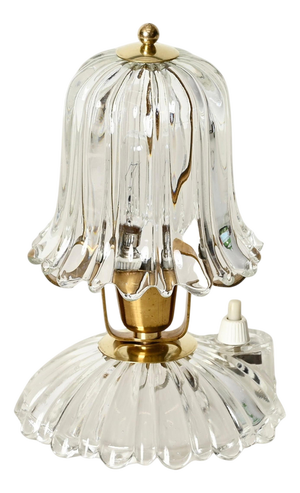 Murano Glass and Brass Bell-Flower Table Lamp attributed to Carlo Scarpa, Italy, 1940s