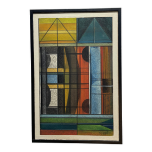 1960s Paul Nabb Original Painting Mid-Century Modern