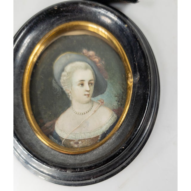 Early 19th Century 19th Century English Georgian Style Victorian Miniature Portrait of a Lady For Sale - Image 5 of 13