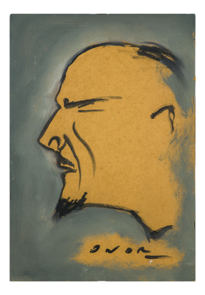Mid-Century George Grosz Follower Tempera Portrait, Framed