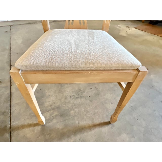 Vintage Sheraton Style Hand Carved Shield Back Dining Chairs Newly Upholstered - Set of 10 For Sale - Image 10 of 11