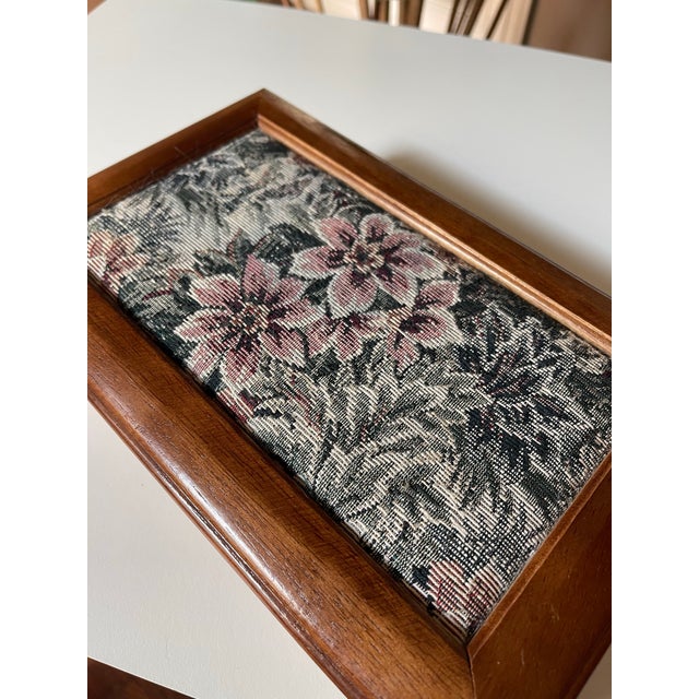 Late 20th Century Late 20th Century Vintage Tapestry Lidded Wooden Jewelry Storage Box For Sale - Image 5 of 9