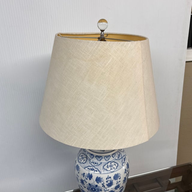 Blue + White Porcelain Table Lamp For Sale - Image 9 of 11