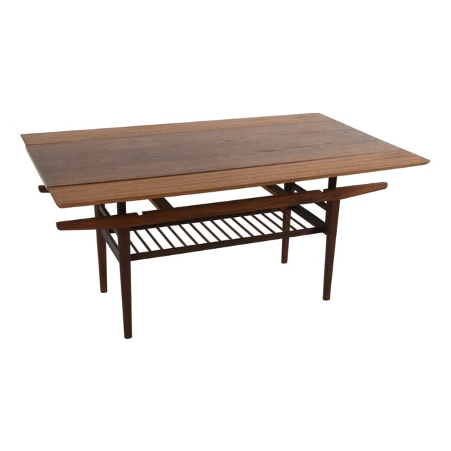 Danish 1960’s Teak Elevating Coffee Table W/Hidden Leaves Attributed to Kai Kristiansen For Sale
