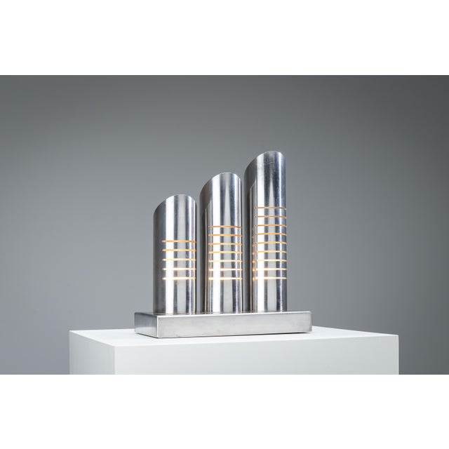 Triple Column Table Lamp in Stainless Steel attributed to Goffredo Reggiani, 1960s For Sale - Image 6 of 18