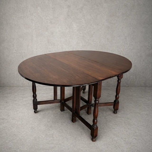 Vintage Oak Drop Leaf Dining Table, 1950s For Sale - Image 6 of 10