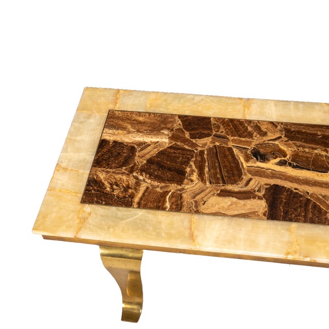 Mid 20th Century Mid 20th Century Arturo Pani for Muller Brass and Alabaster Mid-Century Modern Coffee Table For Sale - Image 5 of 11