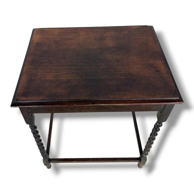 Brown Barley Twist Side Table in Oak For Sale - Image 8 of 9