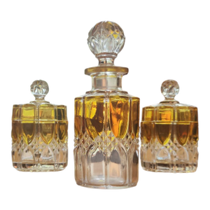 1900s Val St Lambert Yellow & Clear Vanity Set - 3 Piece Set