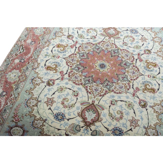 Hand-Knotted Oriental Rug with Silk For Sale - Image 5 of 11