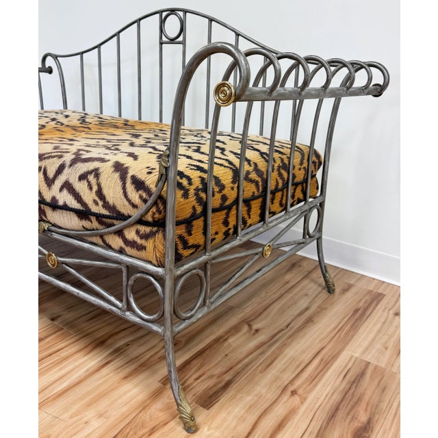 Metal Vintage Maison Jansen Style Scrolled Steel Settee Daybed For Sale - Image 7 of 13