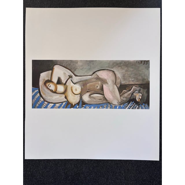 After Pablo Picasso Reclining Nude on Blue Carpet. Abstract. Lithograph (Offset). For Sale In Boston - Image 6 of 10