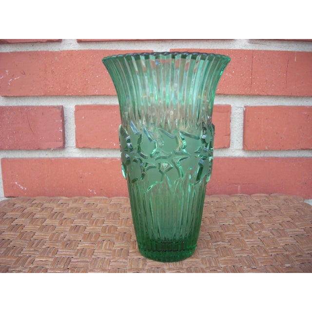 German Green Crystal Vase Chairish