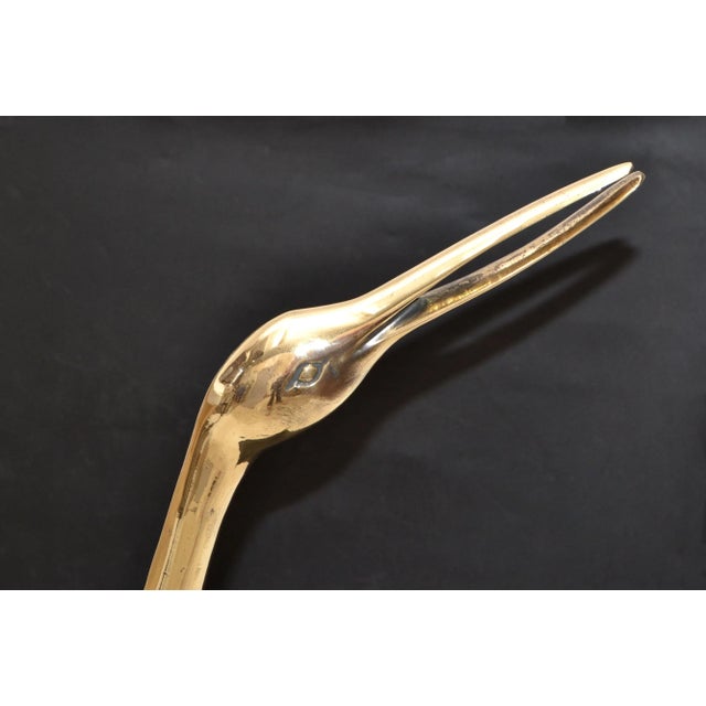 Bronze Crane Life-Size Animal Sculpture Handcrafted Mid-Century Modern 1970 For Sale In Miami - Image 6 of 13