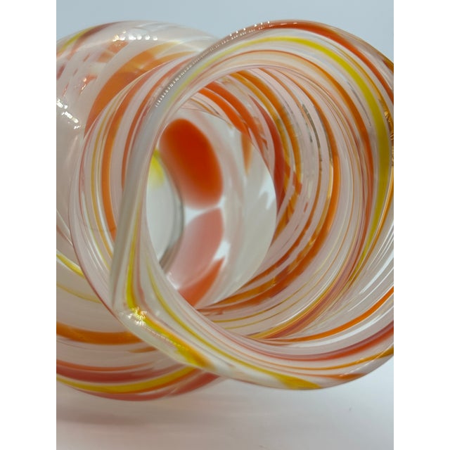 Glass Vintage Italian Blown Glass Pitcher in the Manner of Murano Orange Red Yellow For Sale - Image 7 of 7