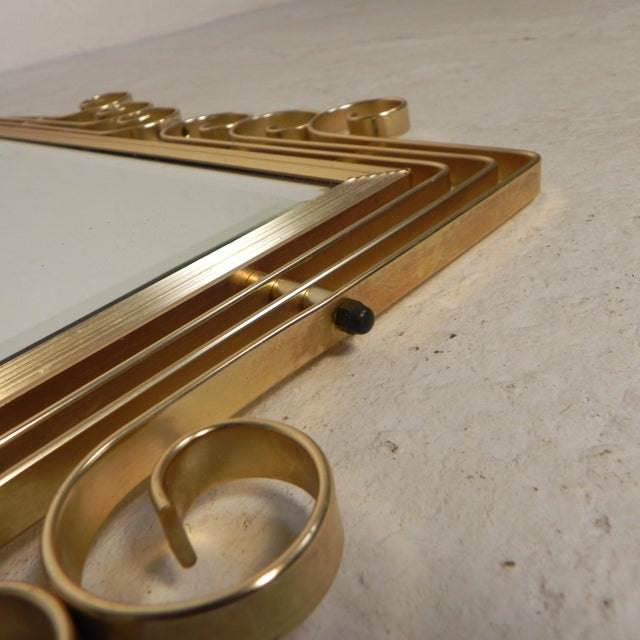 Mid-Century Modern Vintage Faceted Mirror in Aluminum Frame, 1950s For Sale - Image 3 of 14