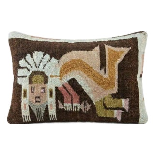 Modern Kilim Lumbar Pillow Cover 14'' X 19'' For Sale