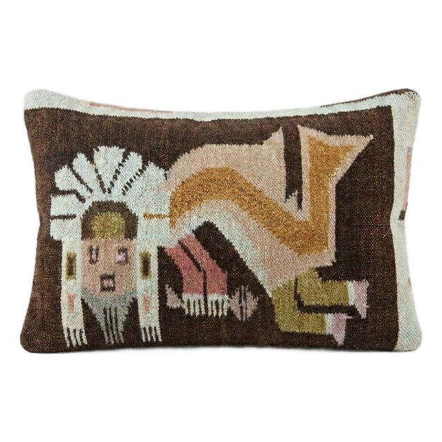 Modern Kilim Lumbar Pillow Cover 14'' X 19'' For Sale