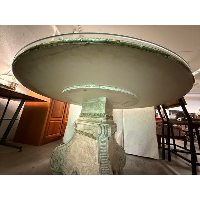 I Magnin Hand-Painted Faux Marble With Glass Dining Table, 50 Inches For Sale - Image 12 of 12