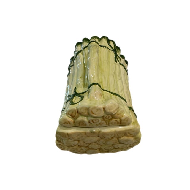 Mediterranean Majolica Style Vintage Ceramic Asparagus Bundle Tureen, Portugal For Sale - Image 3 of 6
