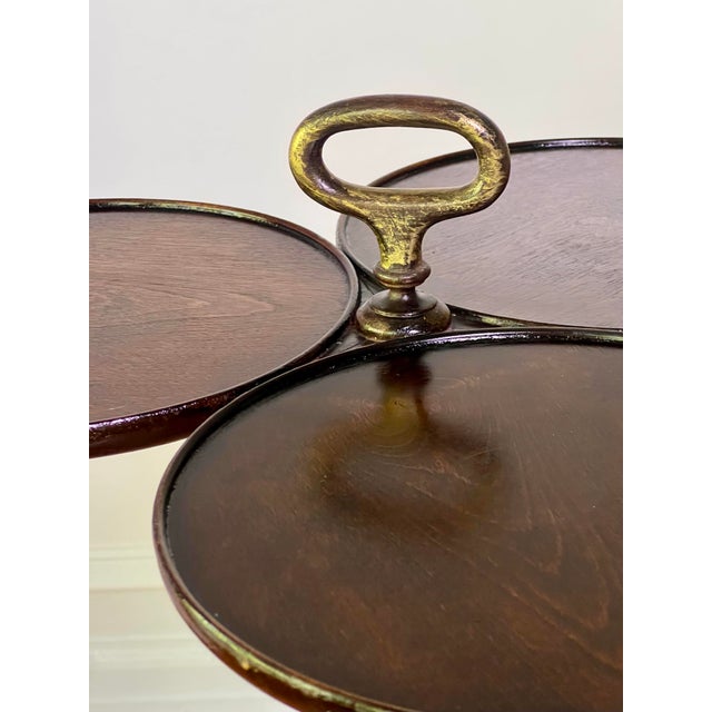 Wood 1940s Georgian Style Walnut Three-Leaf Dumbwaiter, Wine, Drinks Table With Handle For Sale - Image 7 of 10