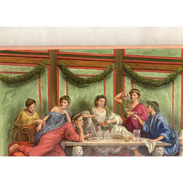19th Century Italian Oil on Alabaster Painting Pompeian Interior Scene in Ormolu For Sale - Image 16 of 18