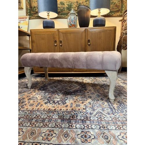 Tufted Bed End Bench with Cabriole Legs For Sale - Image 4 of 4